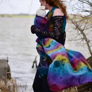 Bandolera Cosmos Nebula Black Rainbow Lino y Cáñamo Yaro Slings