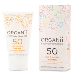 Leche Solar SPF50 Bebés y Adultos Organii