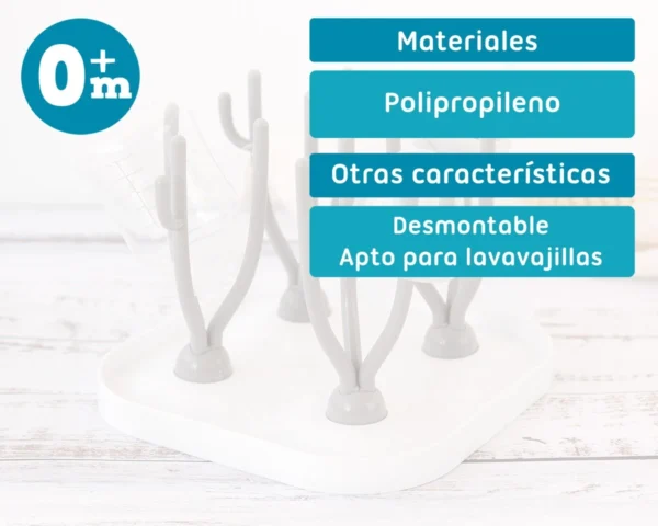 Escurre Biberones Desmontable Gris