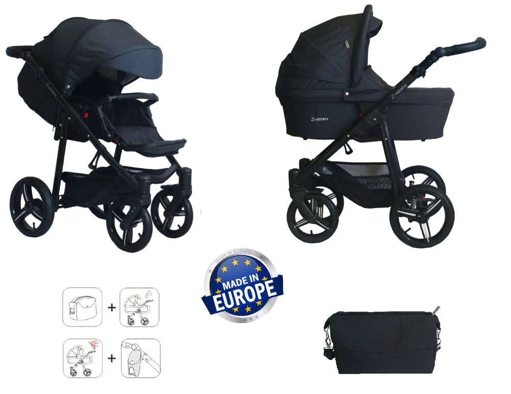 Carro Bebé Dúo de Gama Alta Vizaro Onyx 2024 - Chasis Negro