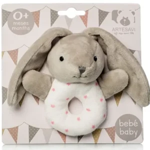 Sonajero conejito peluche rosa